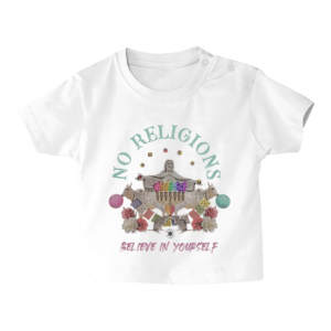 NO RELIGIONS CAMISETA BLANCA BEBE PECHO